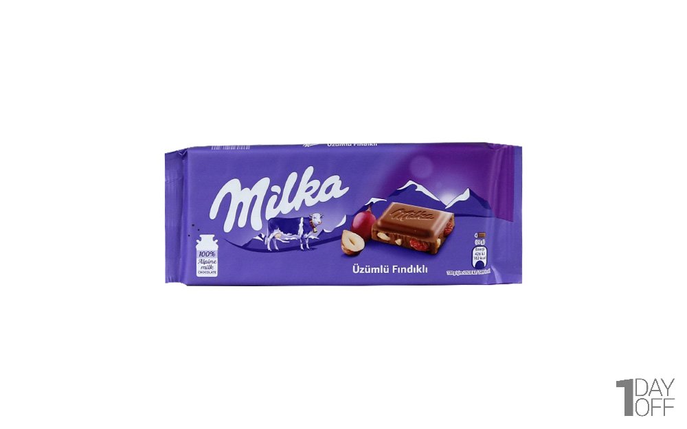 شکلات شیری فندق و کشمش میلکا (MILKA) مقدار 80 گرم