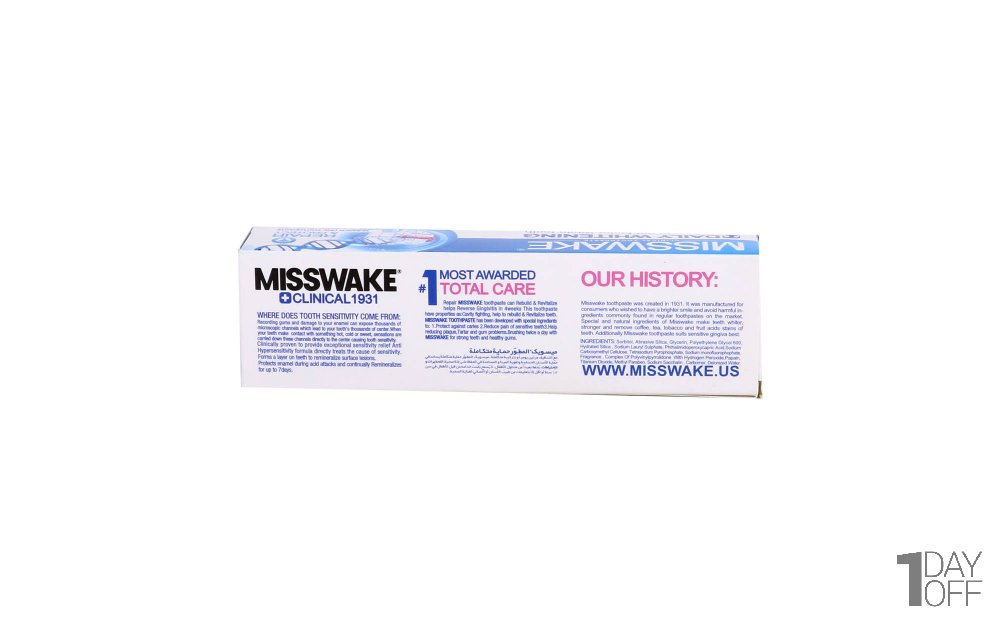 خمیردندان میسویک (MissWake) مدل Daily Whitening مقدار 100 میلی‌لیتر