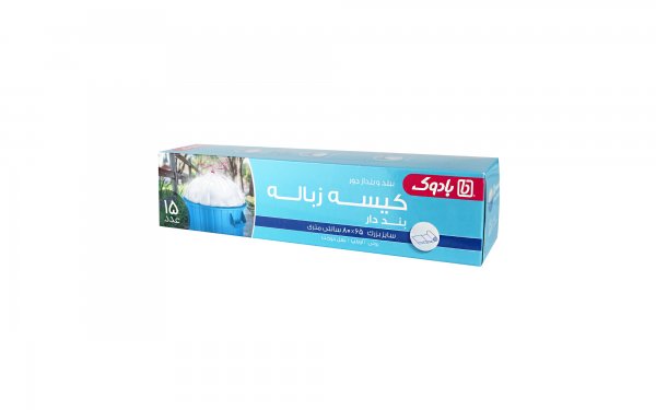 کیسه زباله بنددار سایز بزرگ 80 در 65 سانتی‌متر بادوک بسته 15 عددی