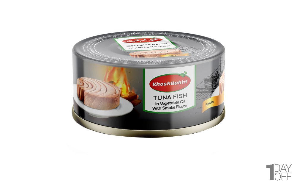 کنسرو ماهی تون در روغن گیاهی دودی خوشبخت مقدار 180 گرم