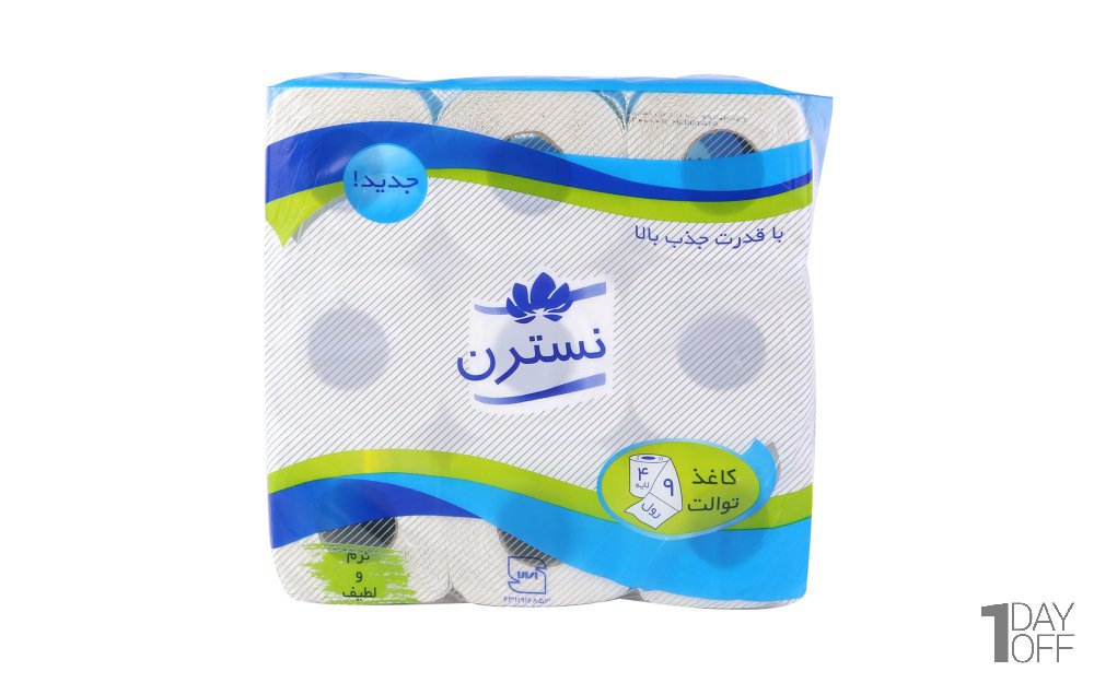 دستمال توالت چهارلایه نسترن بسته 9 رول