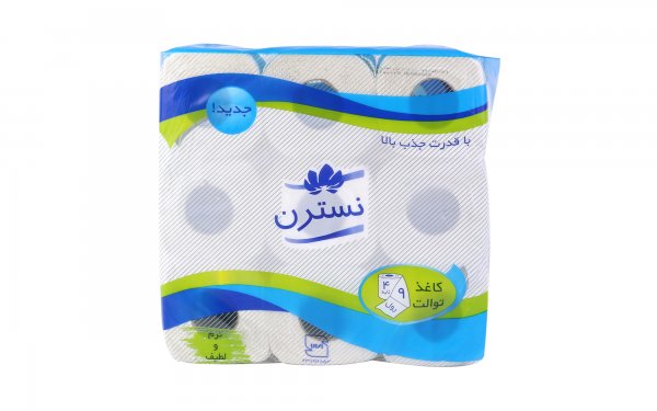 دستمال توالت چهارلایه نسترن بسته 9 رول