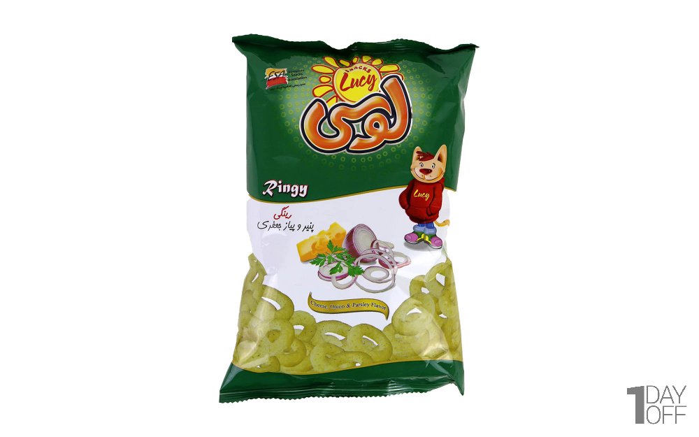 اسنک پنیر و پیاز جعفری رینگی لوسی مقدار 40 گرم
