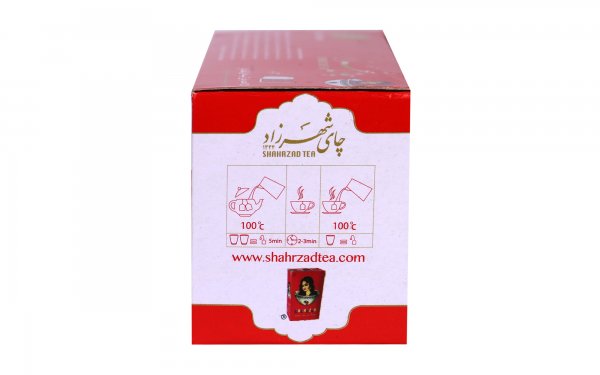 چای کیسه‌ای لفاف‌دار مرغوب و طبیعی خالص شهرزاد رنگ قرمز بسته 25 عددی