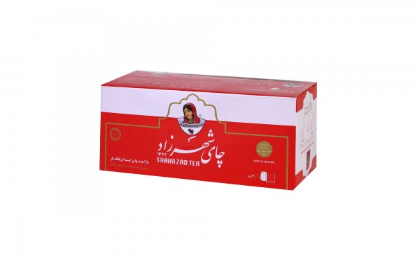 چای کیسه‌ای لفاف‌دار مرغوب و طبیعی خالص شهرزاد رنگ قرمز بسته 25 عددی