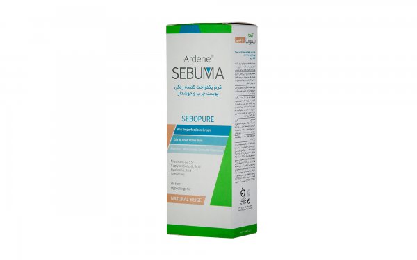کرم مرطوب‌کننده رنگی ضدجوش آردن مدل SEBUMA NATURAL BEIGE مقدار 30 میلی‌لیتر