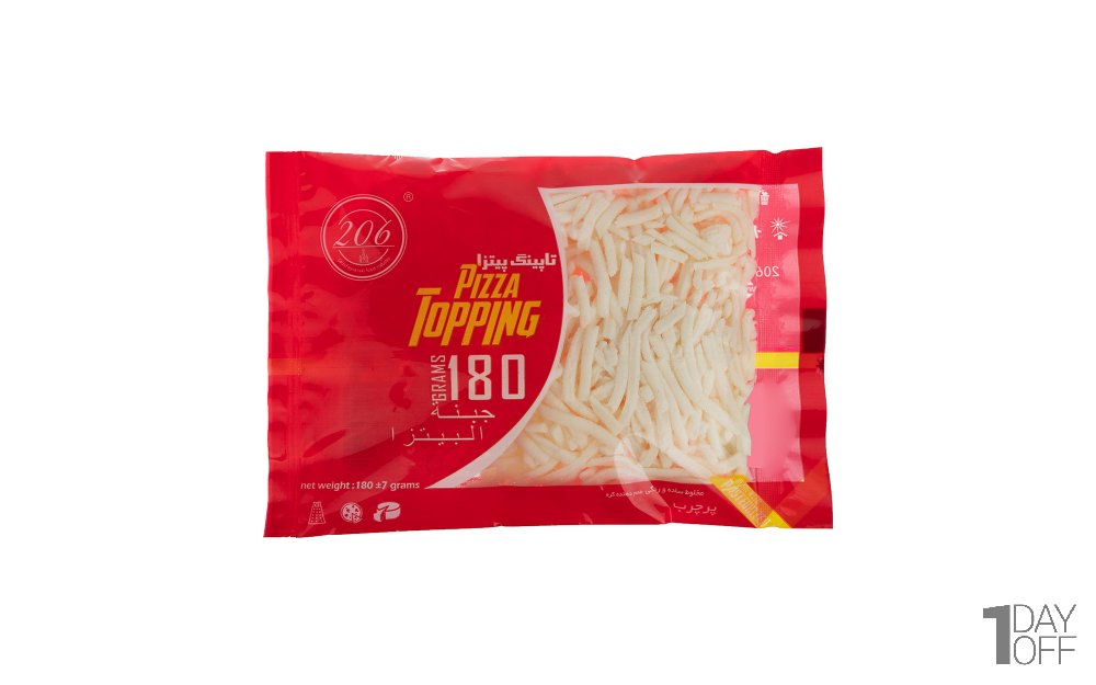 پنیر تاپینگ پیتزا رنده شده 206 مقدار 180 گرم 