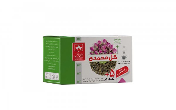 چای سبز کیسه‌ای گل محمدی دبش بسته 25 عددی