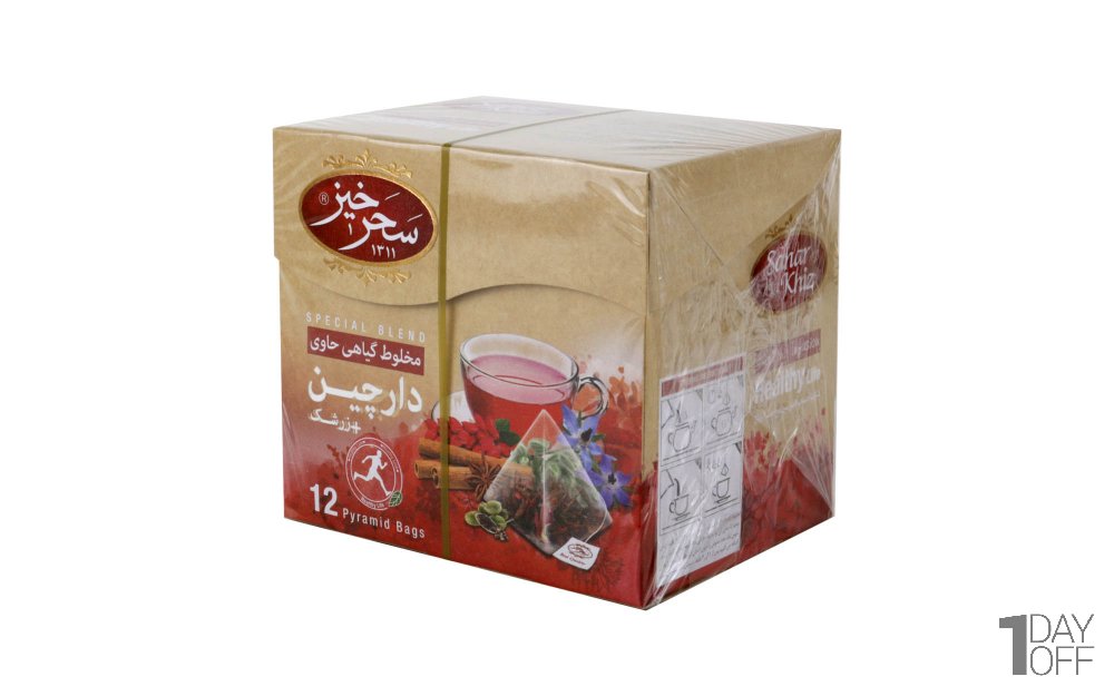 دمنوش دارچین و زرشک سحرخیز بسته 12 عددی