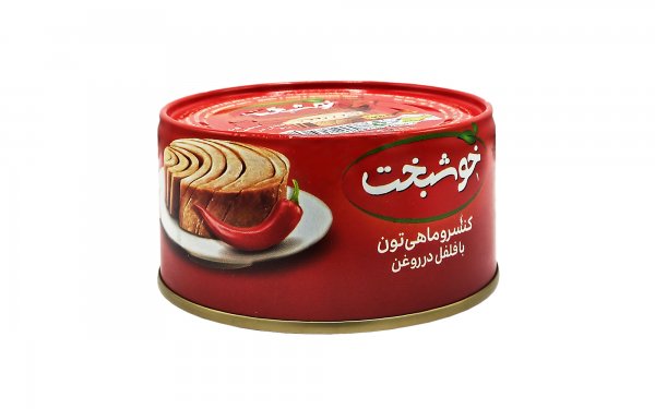 کنسرو ماهی تون فلفلی در روغن گیاهی خوشبخت مقدار 180 گرم