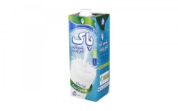 شیر تازه کم‌چرپ پاک مقدار 1 لیتر