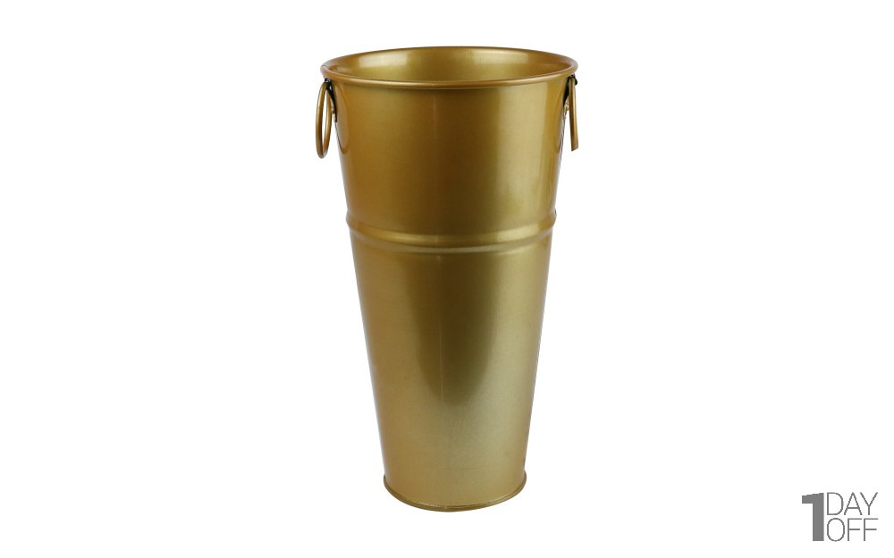 گلدان فلزی دسته‌ حلقه‌ای تورینگ ابعاد 29.5x16x10 سانتی‌متر رنگ طلایی