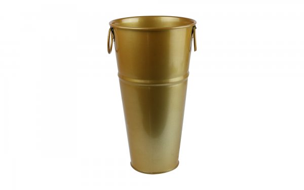 گلدان فلزی دسته‌ حلقه‌ای تورینگ ابعاد 29.5x16x10 سانتی‌متر رنگ طلایی