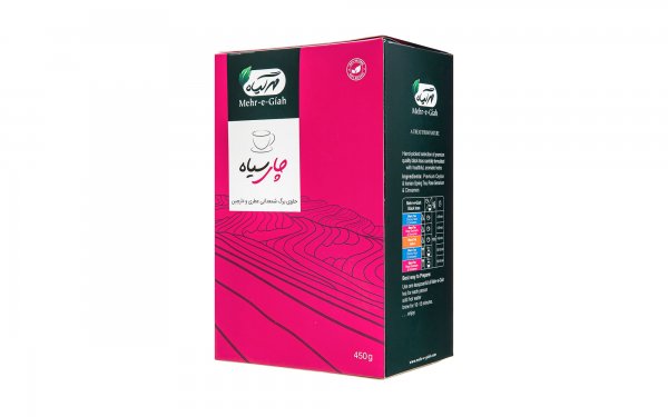چای سیاه حاوی برگ شمعدانی عطری و دارچین مهرگیاه مقدار 450 گرم