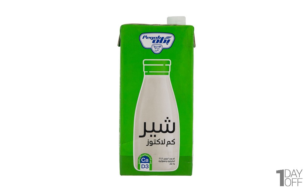 شیر پاستوریزه کم‌لاکتوز پگاه مقدار 1 لیتر  