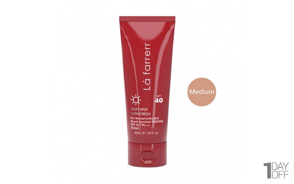 کرم ضد آفتاب و ضد لک SPF40 لافارر مناسب پوست نرمال و خشک رنگ متوسط