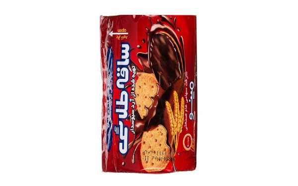  بیسکویت ساقه طلایی گندم کامل با روکش شکلات مینو مقدار 220 گرم