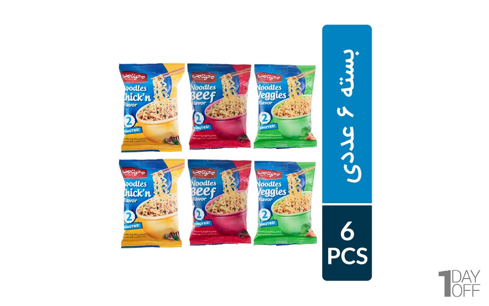نودل طعم‌دار مخلوط مهنام بسته 6 عددی