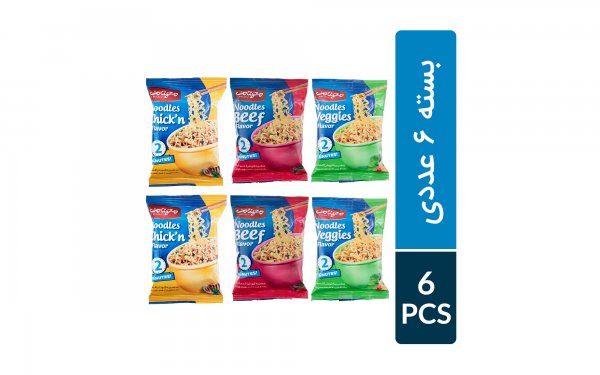نودل طعم‌دار مخلوط مهنام بسته 6 عددی