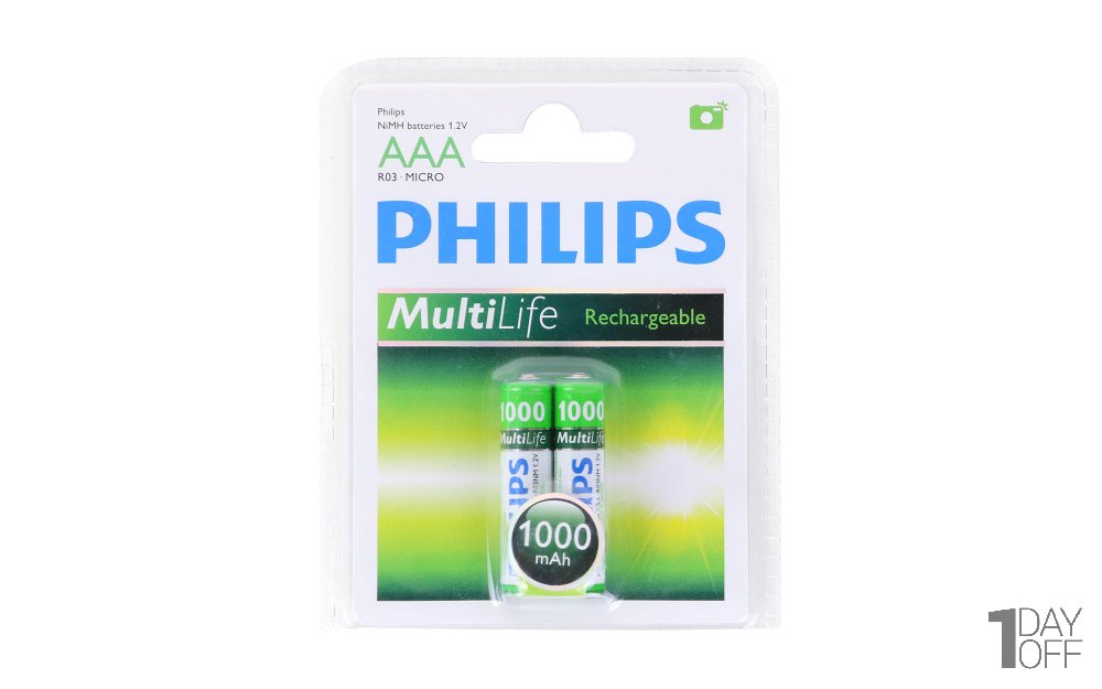 باتری نیم‌قلمی قابل شارژ 2 عددی فیلیپس (Philips) مدل Multi Life