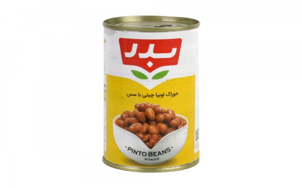 کنسرو خوراک لوبیا چیتی با سس گوجه‌فرنگی بدر مقدار 420 گرم