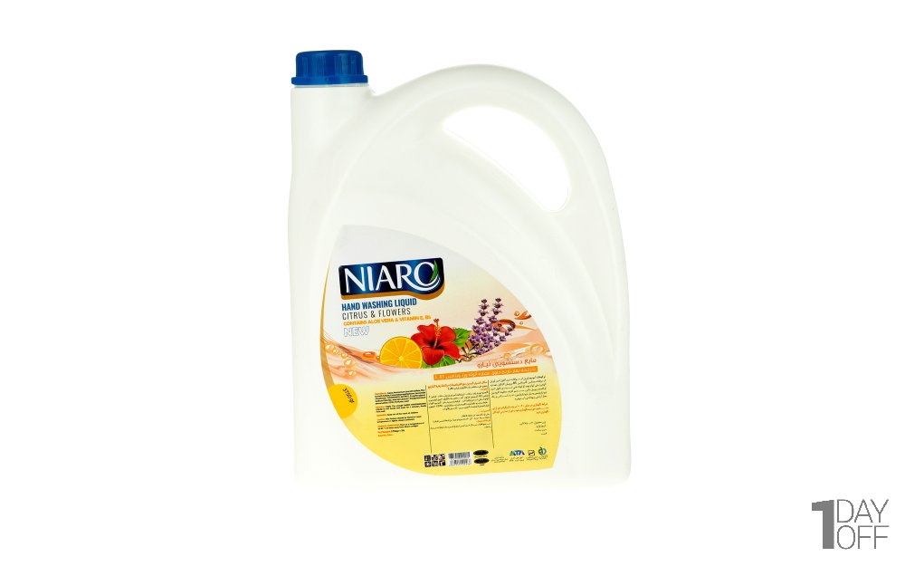 مایع دستشویی حاوی آلوئه‌ورا و ویتامین B5 با رایحه بهارنارنج نیارو مقدار 3750 گرم