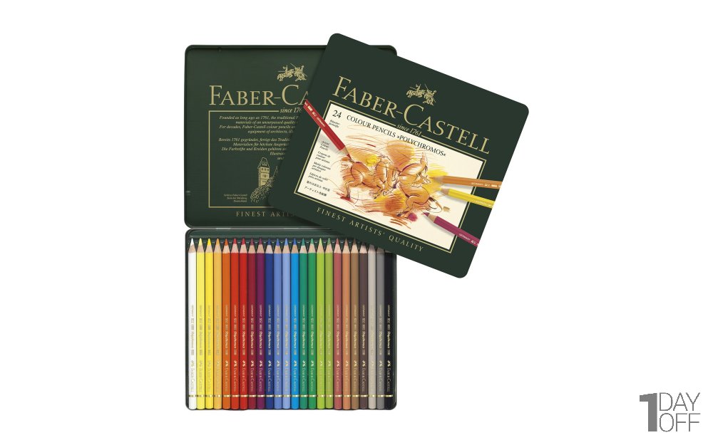 مدادرنگی Polychromos جعبه فلزی 24 رنگ فابر کاستل (Faber Castell)