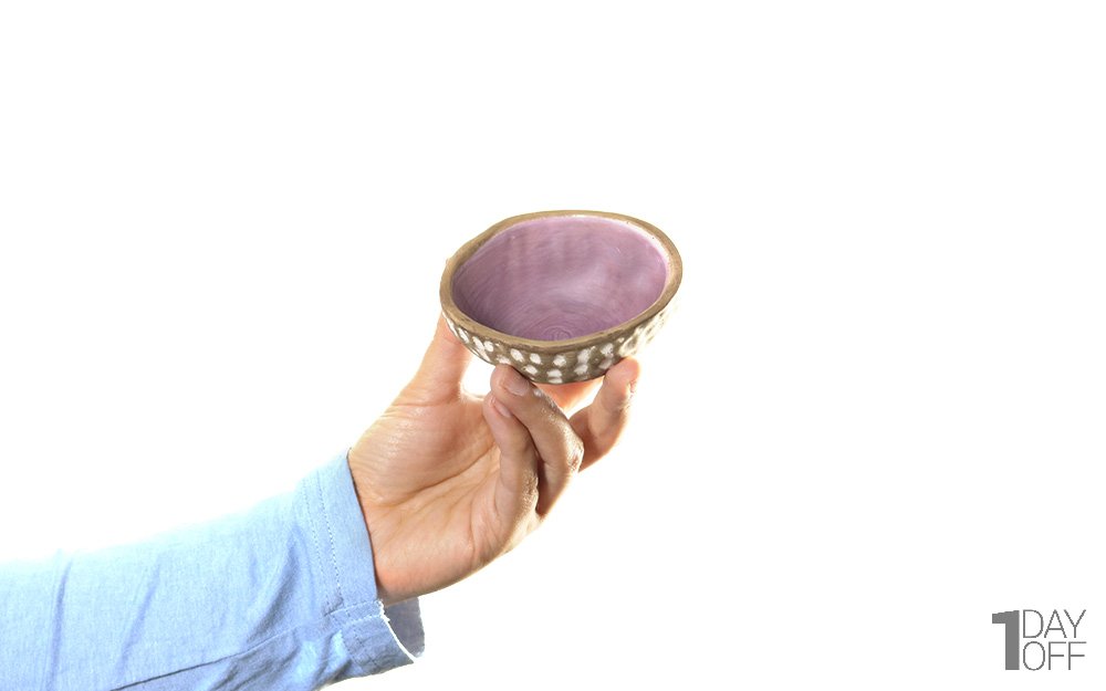 کاسه سرامیکی لعاب سایز کوچک رنگ بنفش