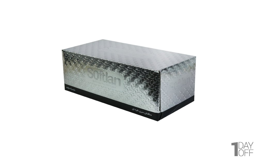 دستمال کاغذی دولایه سری نقره‌ای سافتلن بسته 150 برگ