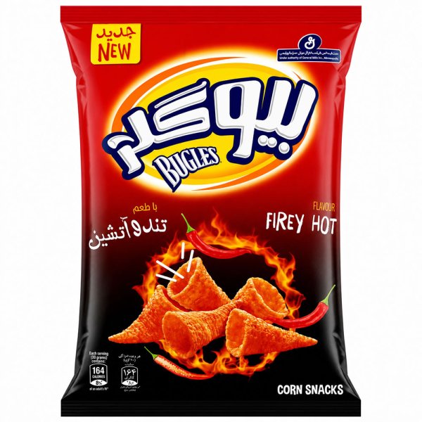 اسنک ذرت با طعم تند و آتشین بیوگلز دینا مقدار 100 گرم