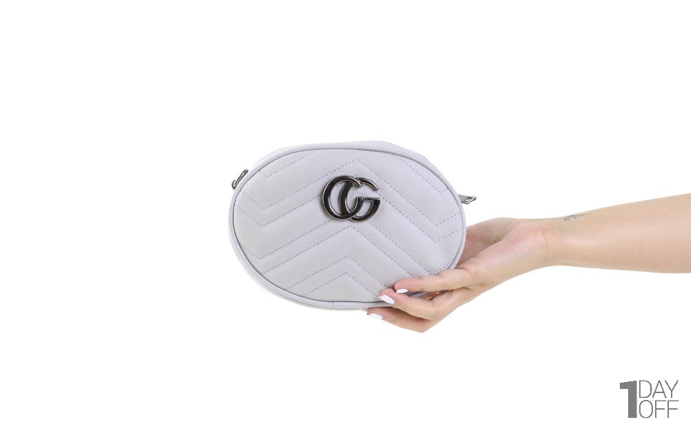 کیف طوسی بافت‌دار طرح گوچی