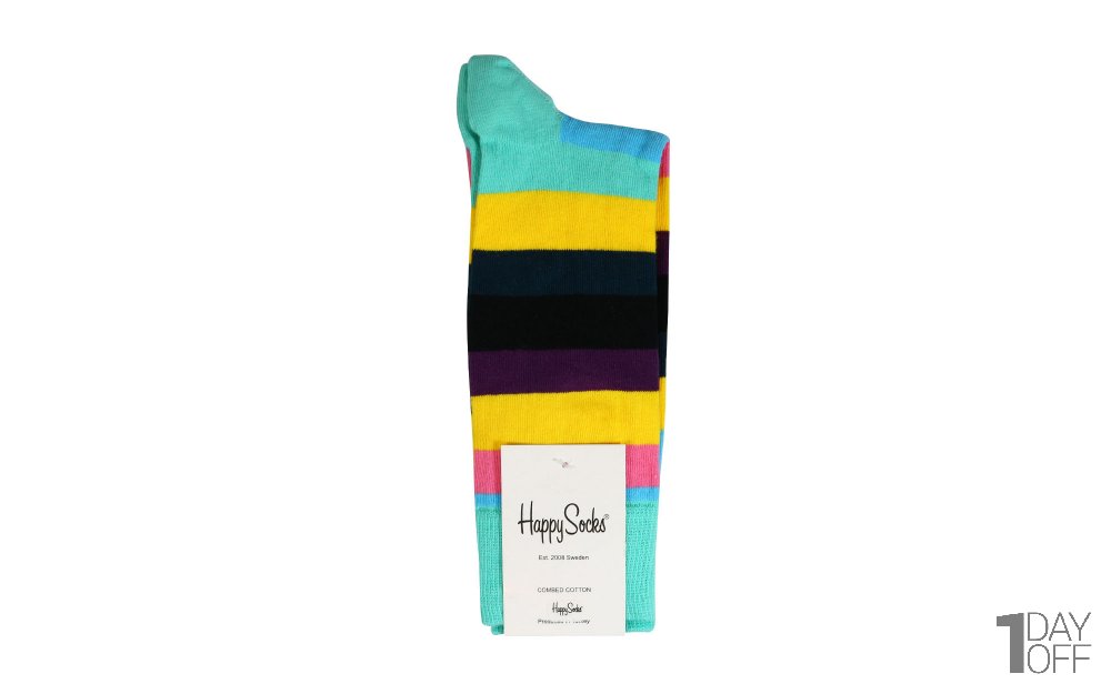 جوراب هپی‌ساکس (Happy Socks) کد 6602 سری راه‌راه رنگارنگ