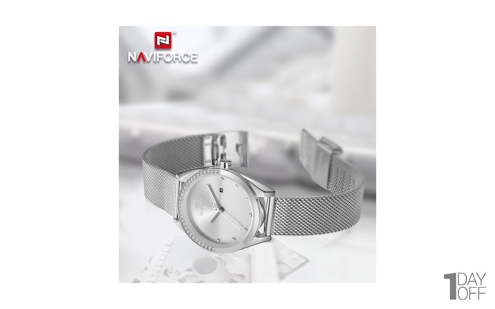 ساعت نیوی‌فورس (NAVIFORCE) مدل NF5015L رنگ نقره‌ای کد رنگ S/W