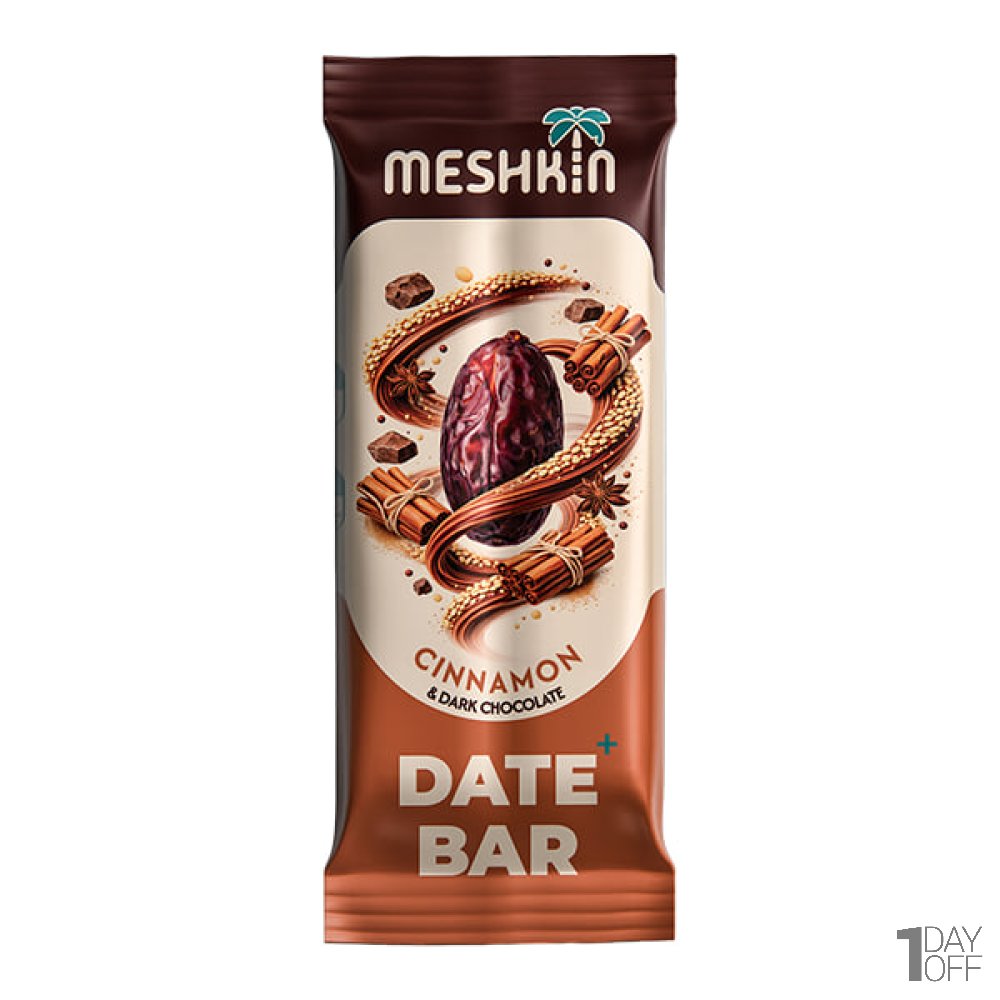 خرما بار شکلات تلخ و دارچین مشکین مقدار 35 گرم