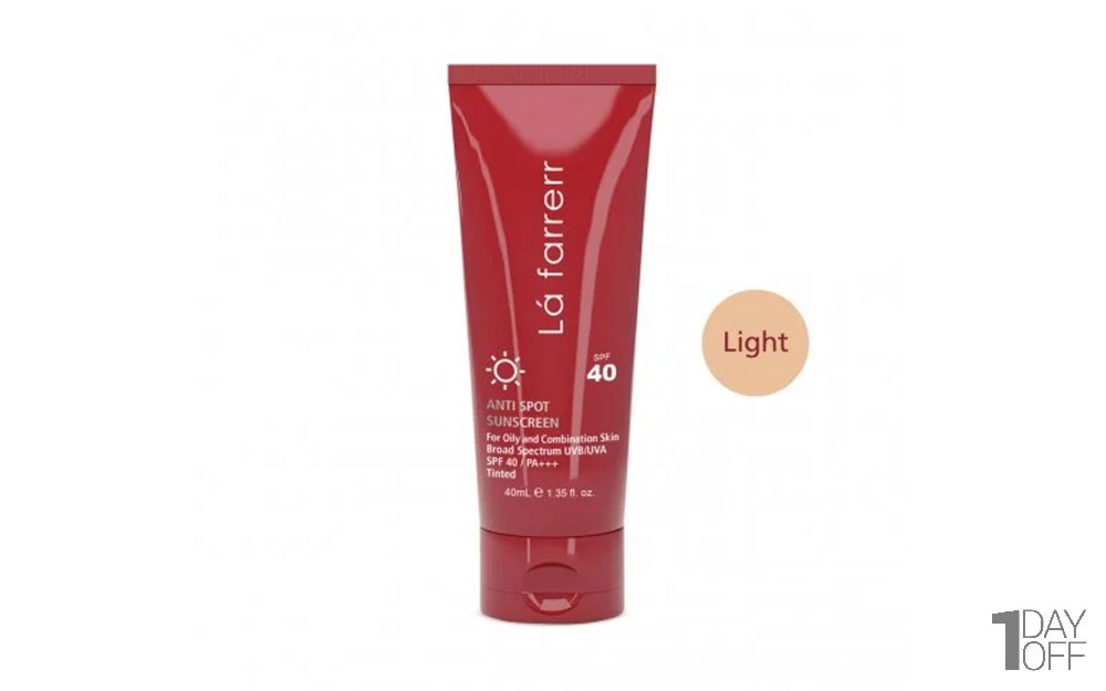 کرم ضد آفتاب و ضد لک SPF40 لافارر مناسب پوست چرب و مستعد آکنه رنگ روشن