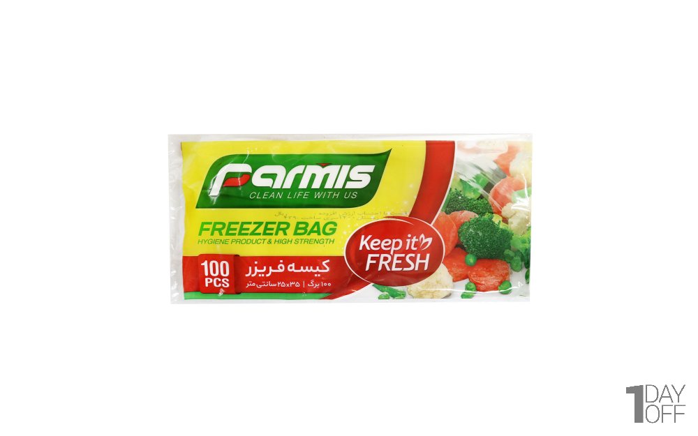 کیسه فریز پرمیس 100 برگ ابعاد 25x35 سانتی‌متر 