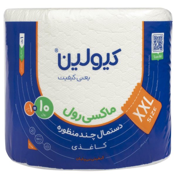 دستمال چندمنظوره کاغذی ماکسی رول کیولین 100 متر 400 برگ