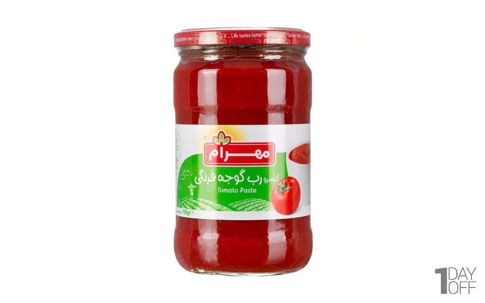 رب گوجه فرنگی شیشه‌ای مهرام مقدار 700 گرم