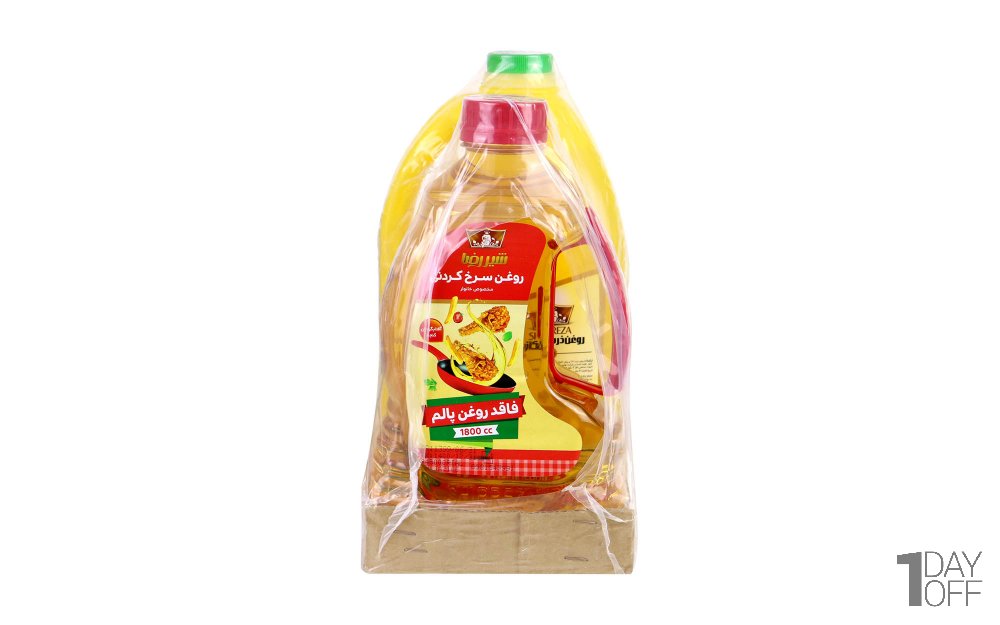 بسته روغن سرخ‌کردنی و روغن پخت و پز شیررضا مقدار هر بسته روغن 1.8 لیتر