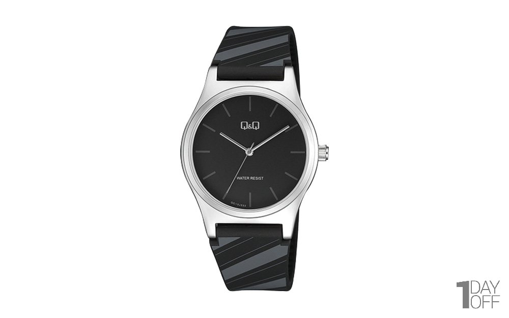 ساعت Q&Q مدل QC10J332Y بند سیلیکونی مشکی و خاکستری