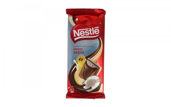 شکلات شیری با مغز نارگیل و تکه‌های وافل نستله (Nestle) مقدار 90 گرم