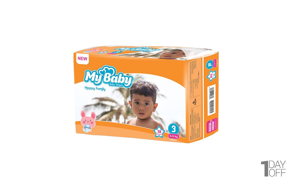 پوشک بچه مای بیبی سایز 3 بسته 38 عددی 