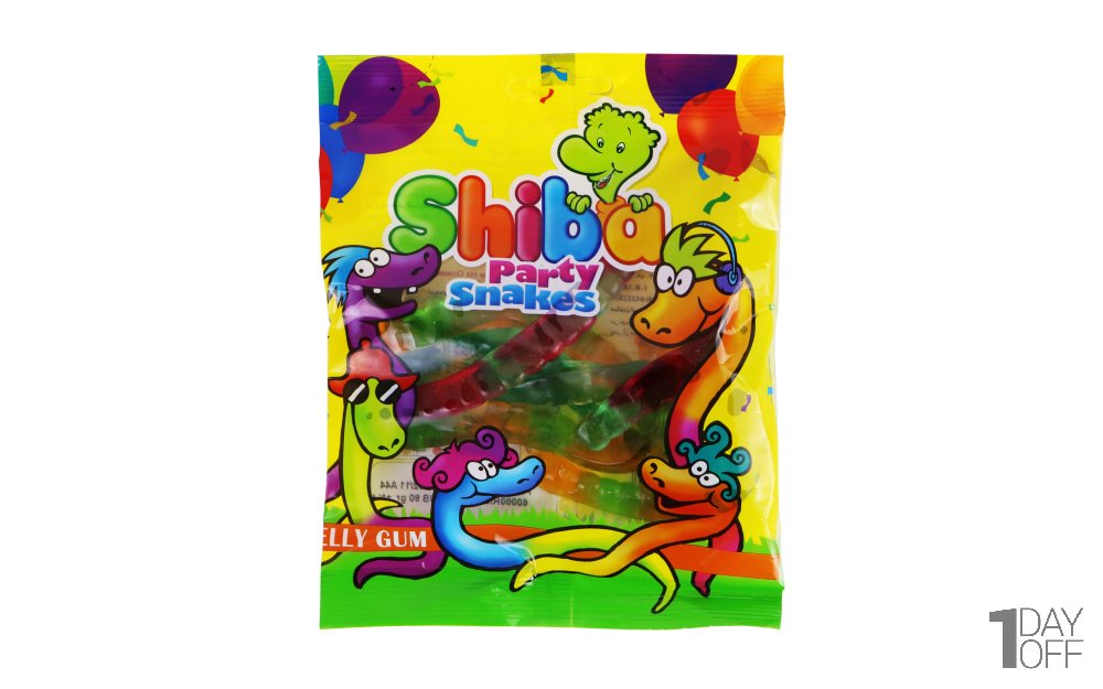 پاستیل میوهای شیبا مدل Party snakes مقدار 90 گرم -