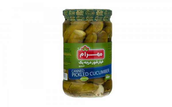 خیارشور درجه یک مهرام مقدار 680 گرم 