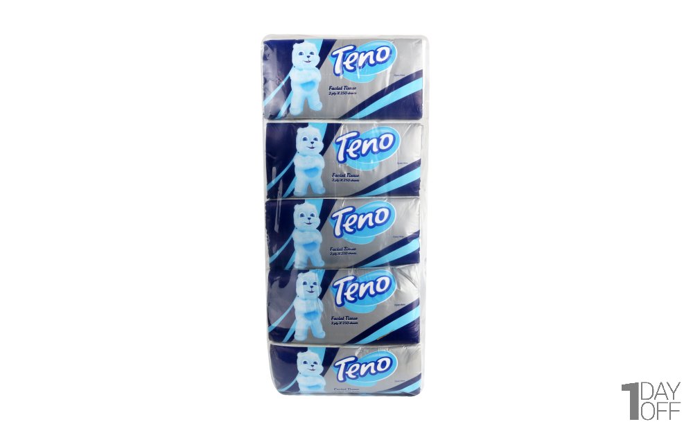 دستمال کاغذی اقتصادی 250 برگ دولایه تنو بسته 10 عددی