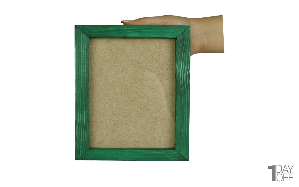 قاب عکس چوبی دست ساز ابعاد 15x20 سانتی‌متر رنگ سبز