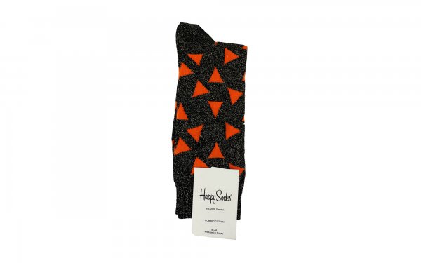 جوراب هپی‌ساکس (Happy Socks) کد 6643 سری نقوش هندسی طرح مثلث رنگ زمینه مشکی لمه