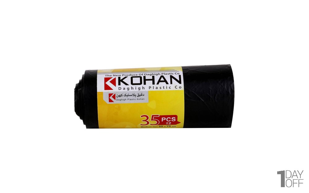 کیسه زباله رولی 75x55 سانتی‌متر کهن دقیق پلاستیک بسته 35 عددی