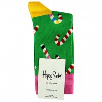  جوراب هپی‌ساکس (Happy Socks) کد 2564 سری کریسمس طرح آبنبات رنگ زمینه سبز
