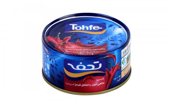 کنسرو ماهی تن با فلفل قرمز در روغن تحفه مقدار 180 گرم